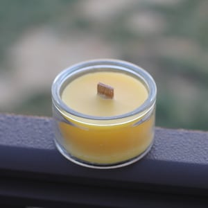 Beeswax Candle-Recycled Glass with Wood Wick and Cork Lid- 5oz Beeswax Candle Jar-Eco Friendly Candle-Vermont Candles