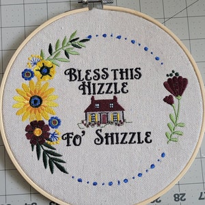Embroidered 8 inch Hooped Wall Art Bless Thos Hizzle