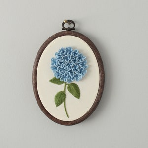 Hydrangea Embroidery Wall Art - 3D Floral Hand Embroidery Hoop Art