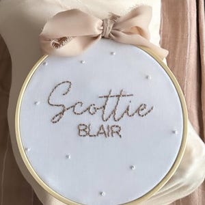 Custom Hand-Embroidered Hoop Art | Baby Announcement Sign | Unique Wall Decor & Gifts | Handmade Gifts | Custom Baby Name Sign | Custom Sign